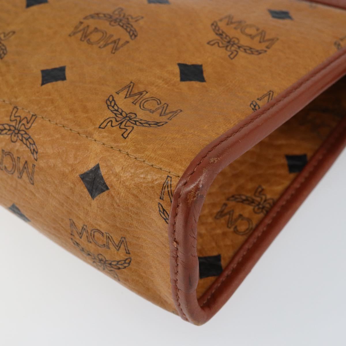 MCM Logogram Vicetos Clutch Bag PVC Leather Brown Gold Auth gh1233