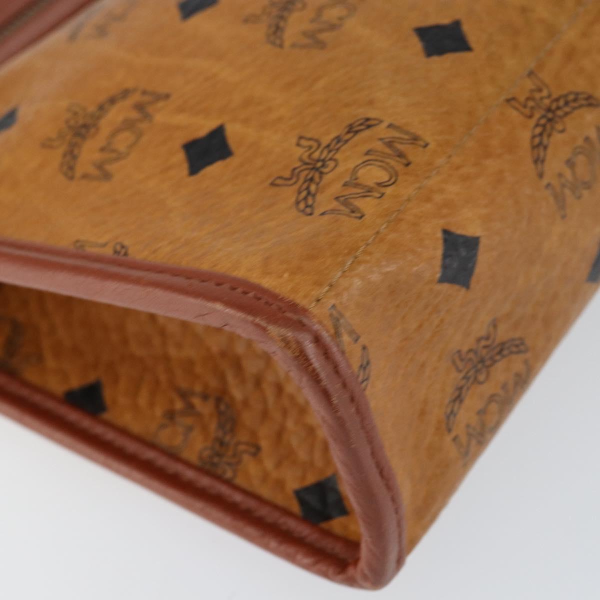 MCM Logogram Vicetos Clutch Bag PVC Leather Brown Gold Auth gh1233