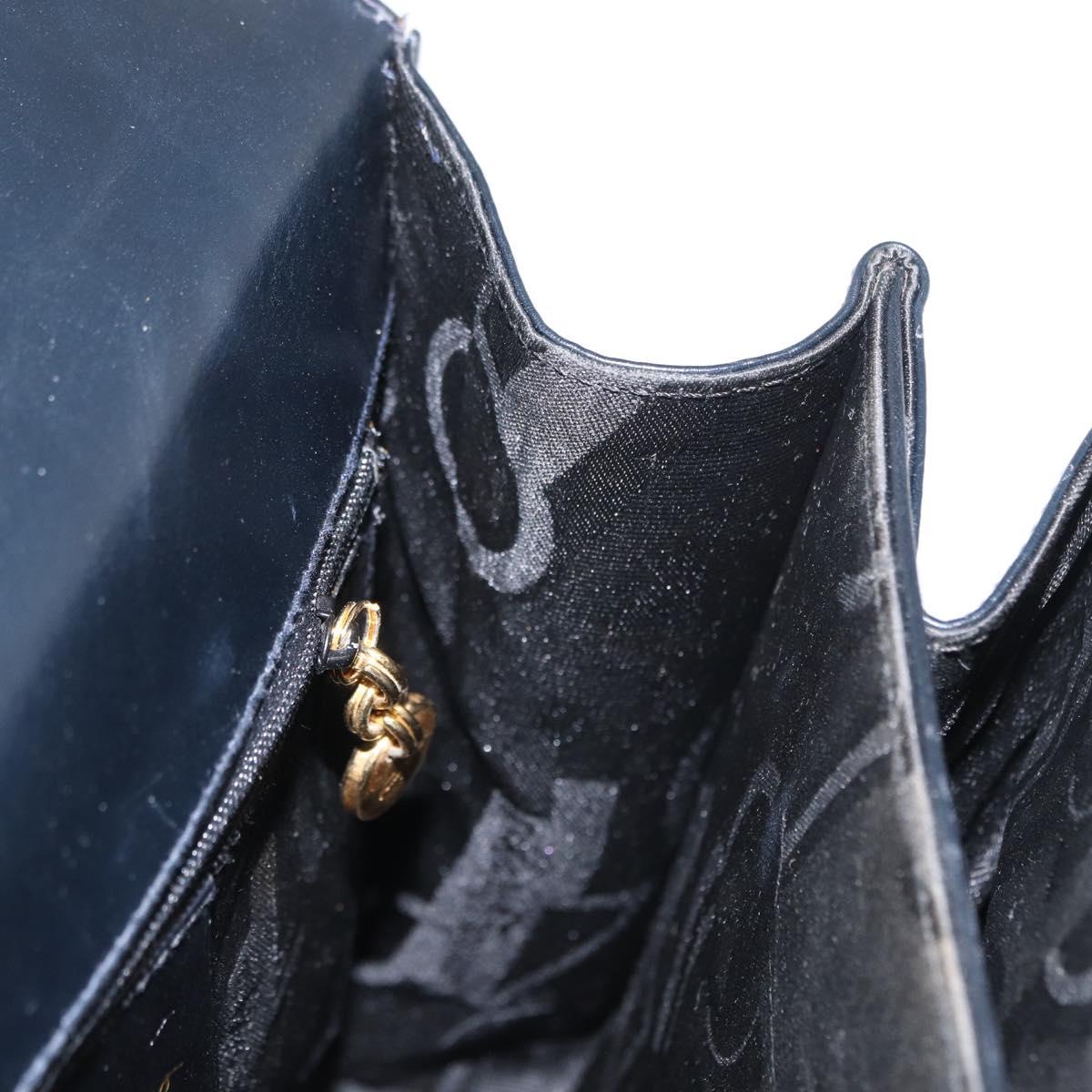 Salvatore Ferragamo Gancini Hand Bag Leather 2way Navy Gold Auth gh1234