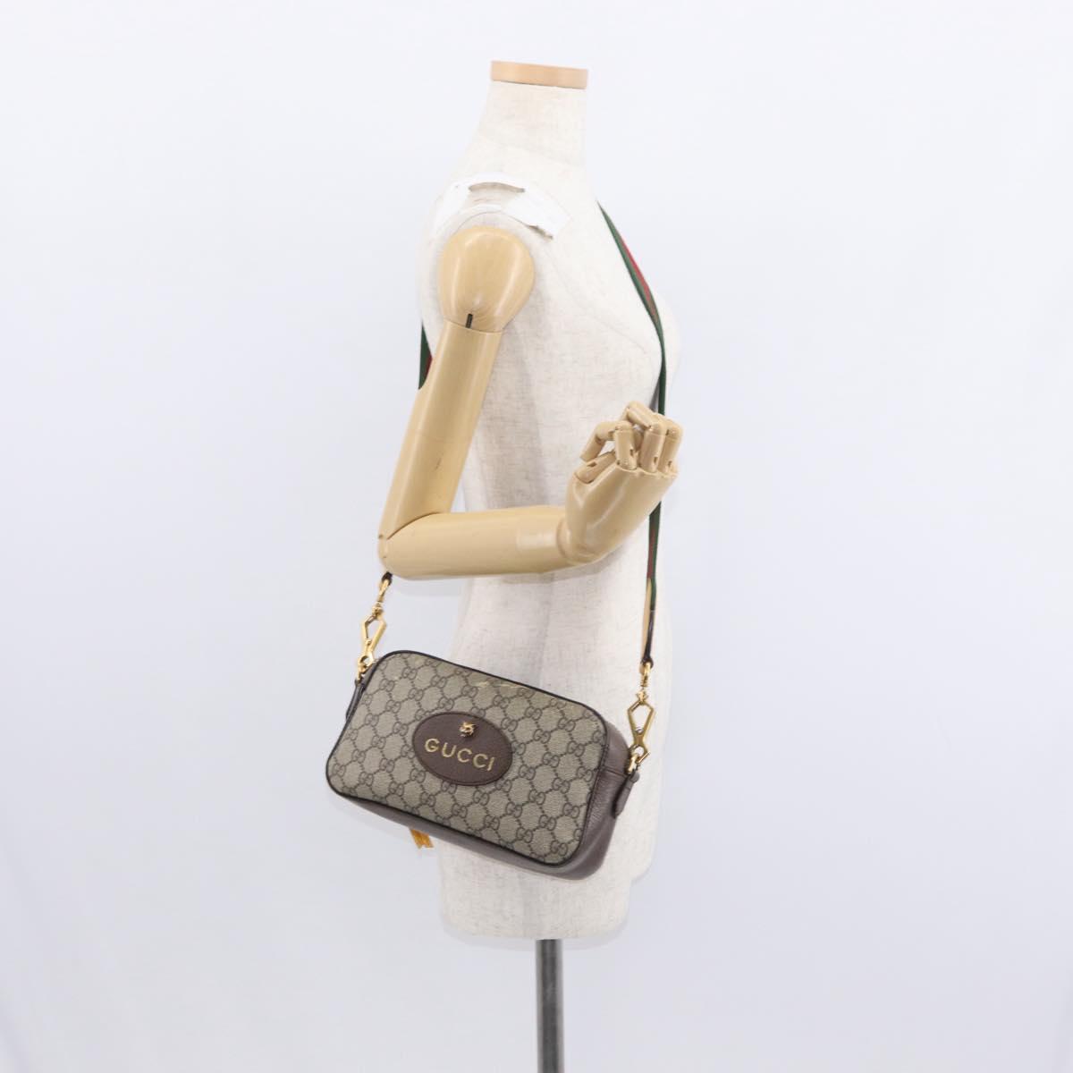 GUCCI GG Supreme Web Sherry Line Messenger Bag Neo Vintage PVC Beige Auth gh1236