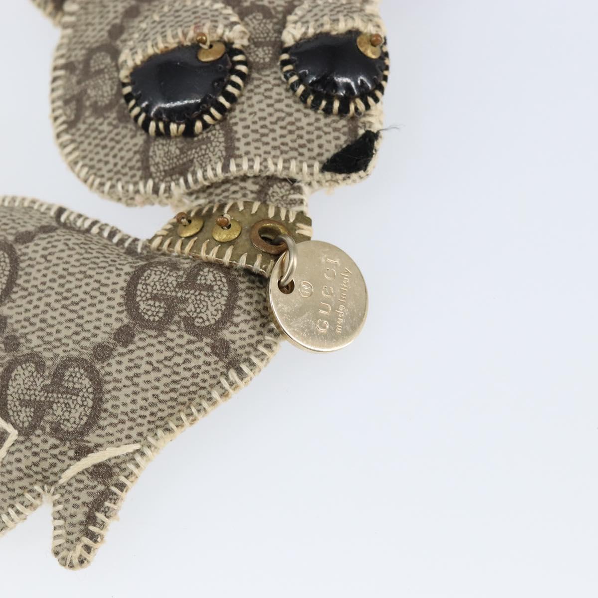 GUCCI Gutsy Chihuahua Key Charm GG Supreme Charm PVC Beige Gold Auth gh1237