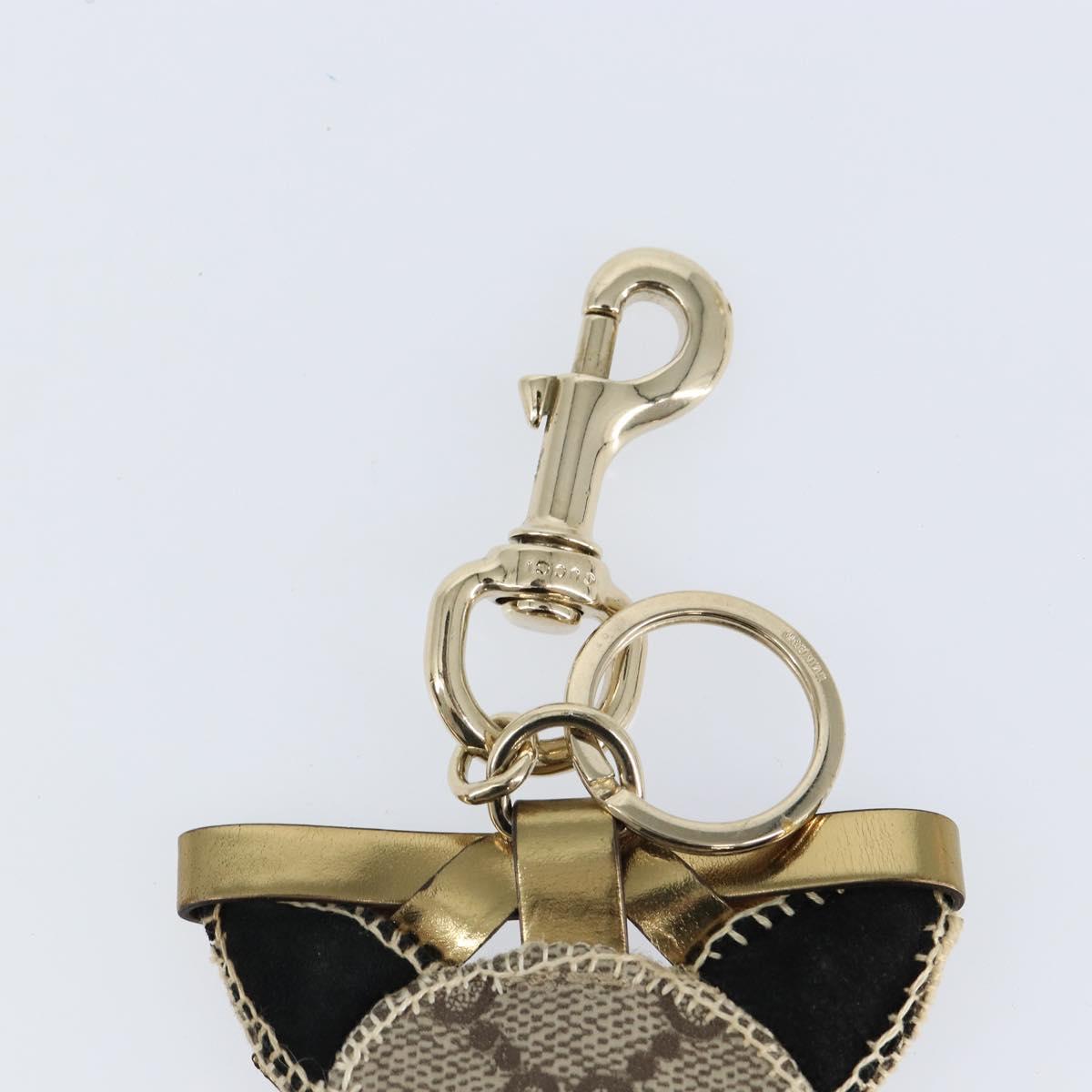 GUCCI Gutsy Chihuahua Key Charm GG Supreme Charm PVC Beige Gold Auth gh1237