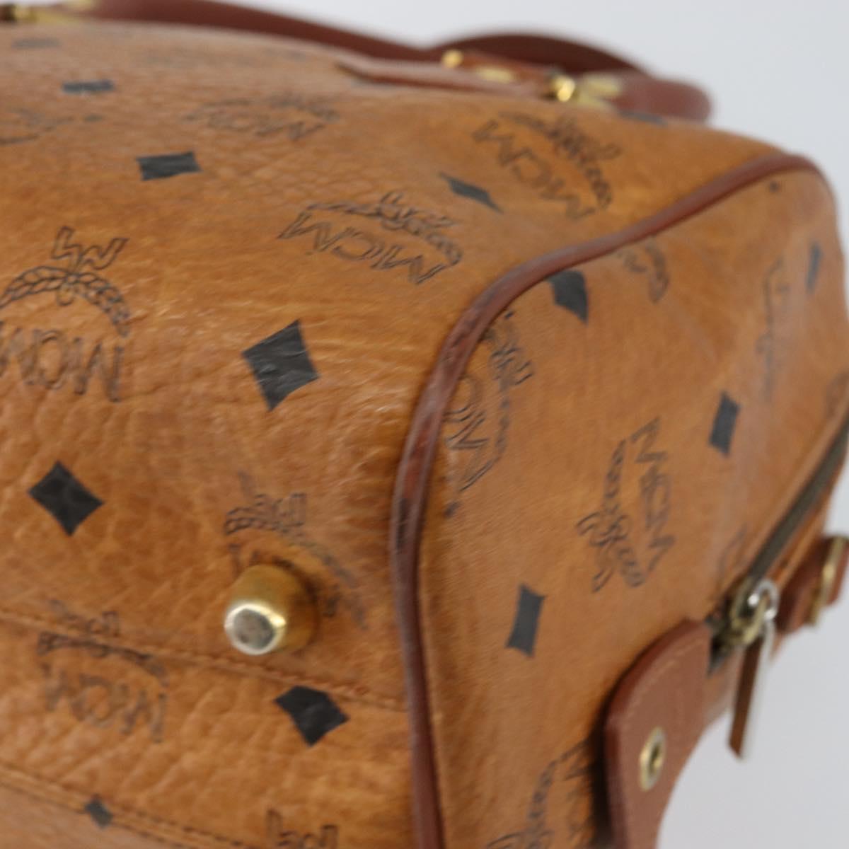 MCM Logogram Vicetos Hand Bag PVC Leather Brown Gold Auth gh1240