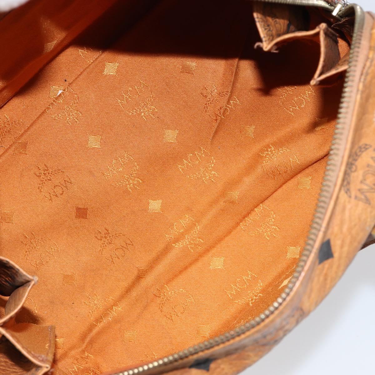 MCM Logogram Vicetos Hand Bag PVC Leather Brown Gold Auth gh1240