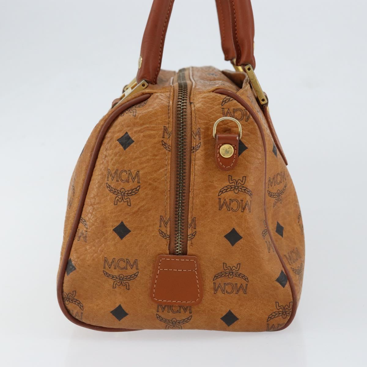 MCM Logogram Vicetos Hand Bag PVC Leather Brown Gold Auth gh1240