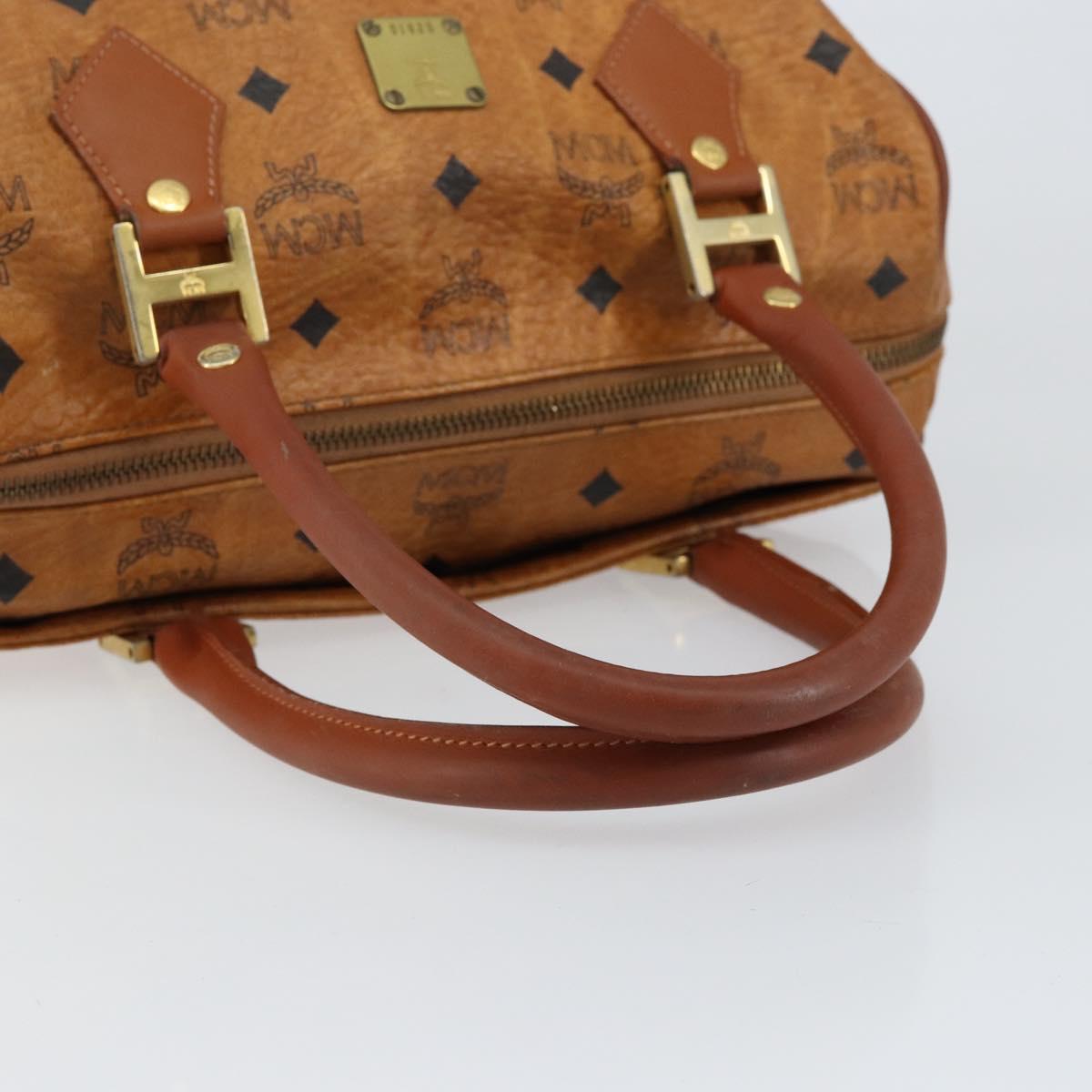 MCM Logogram Vicetos Hand Bag PVC Leather Brown Gold Auth gh1240