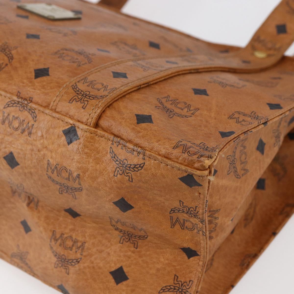 MCM Logogram Vicetos Shoulder Bag PVC Leather Brown Gold Auth gh1241