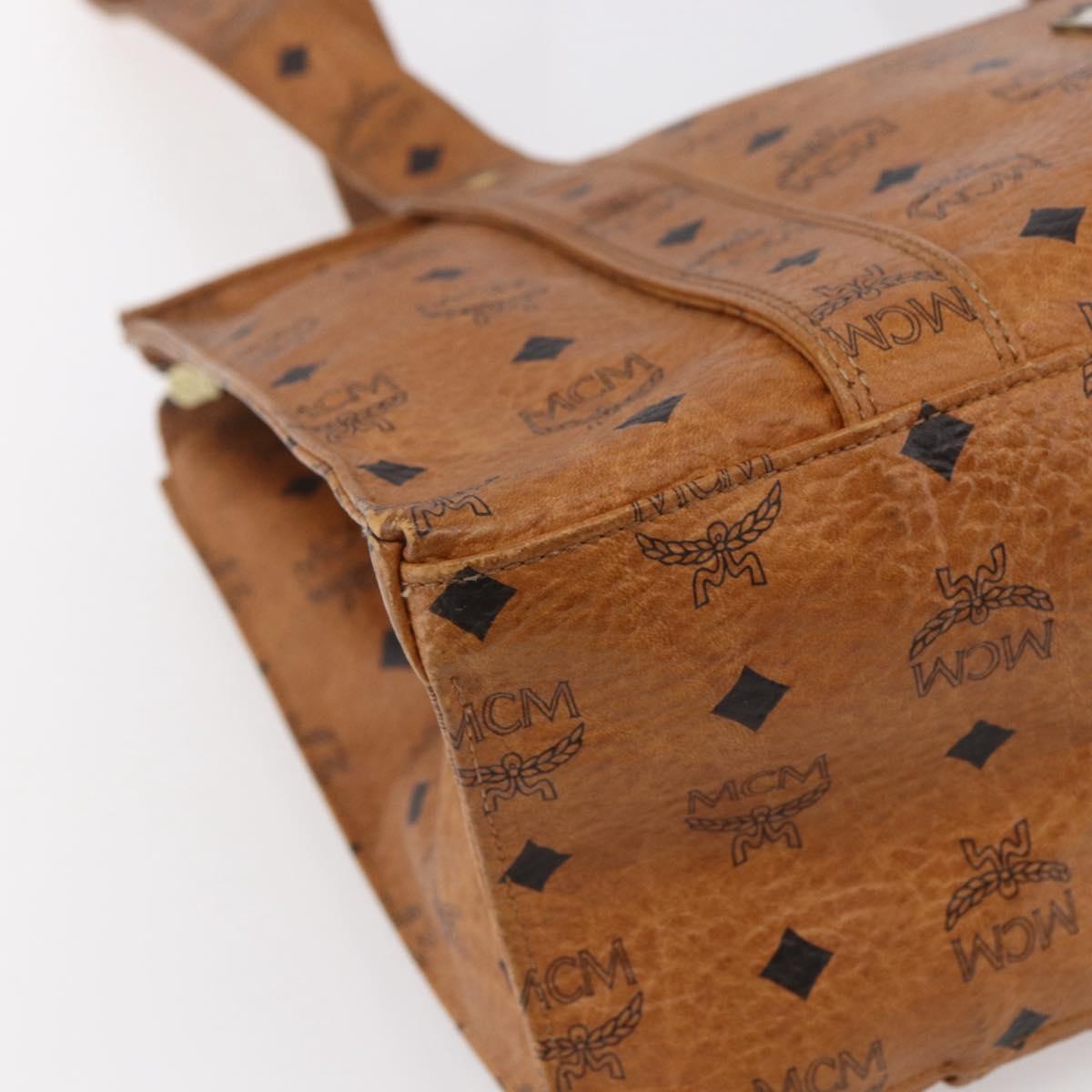 MCM Logogram Vicetos Shoulder Bag PVC Leather Brown Gold Auth gh1241