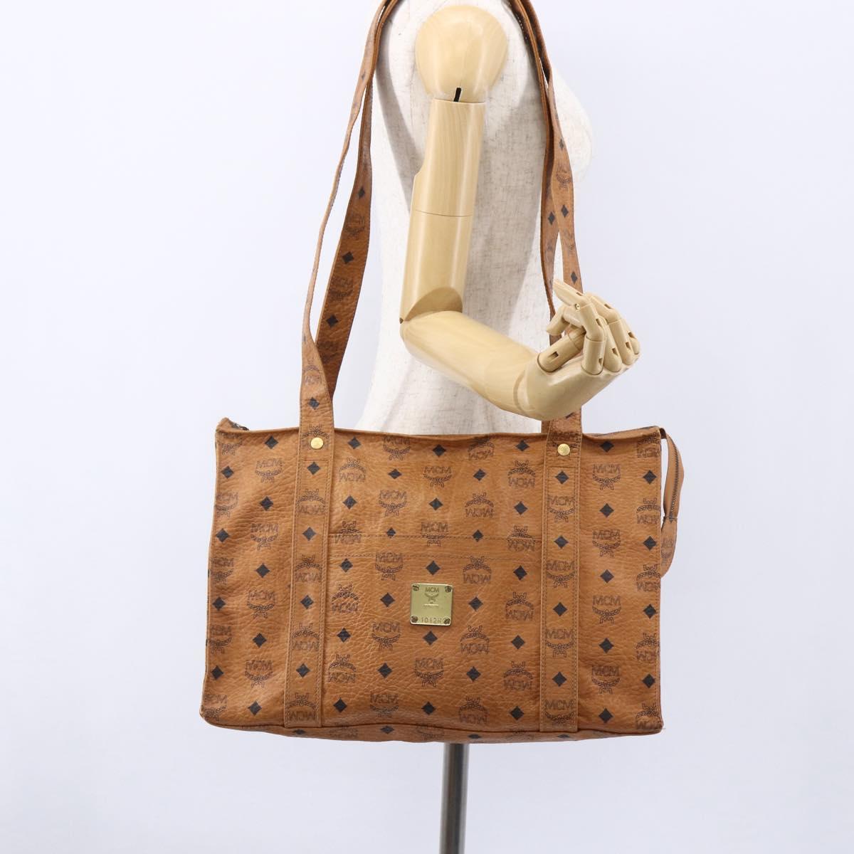 MCM Logogram Vicetos Shoulder Bag PVC Leather Brown Gold Auth gh1241