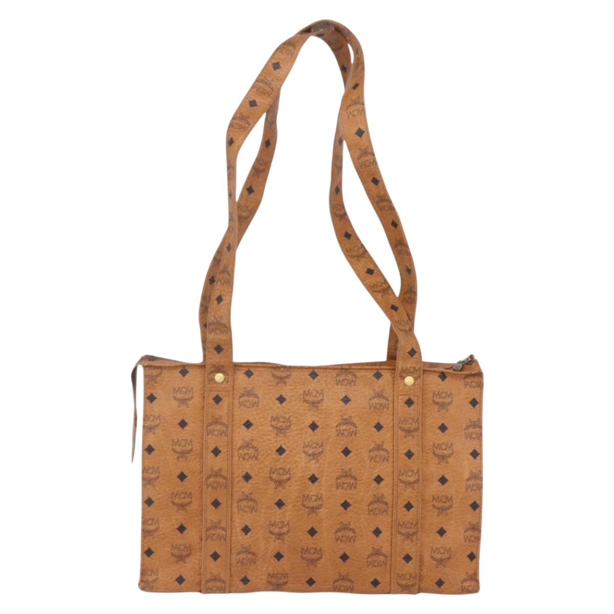 MCM Logogram Vicetos Shoulder Bag PVC Leather Brown Gold Auth gh1241