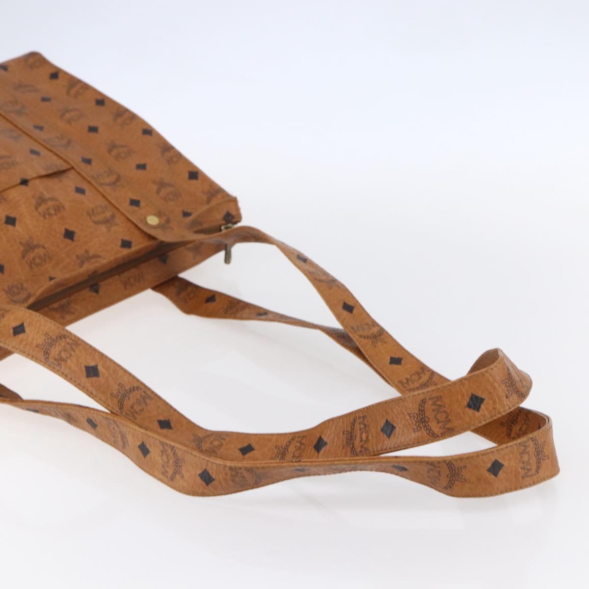 MCM Logogram Vicetos Shoulder Bag PVC Leather Brown Gold Auth gh1241