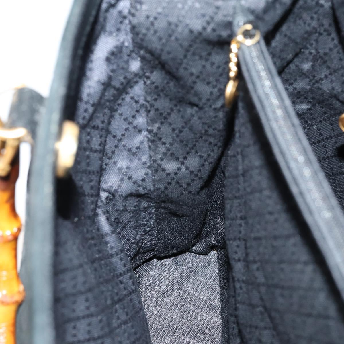 GUCCI Bamboo Hand Bag Suede 2way Black Gold 002 123 0322 Auth gh1242