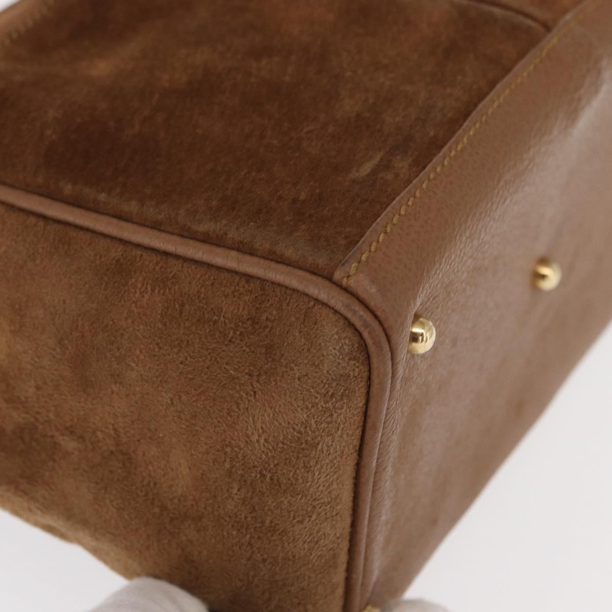 GUCCI Bamboo Hand Bag Suede Brown Gold 000 122 0316 Auth gh1243