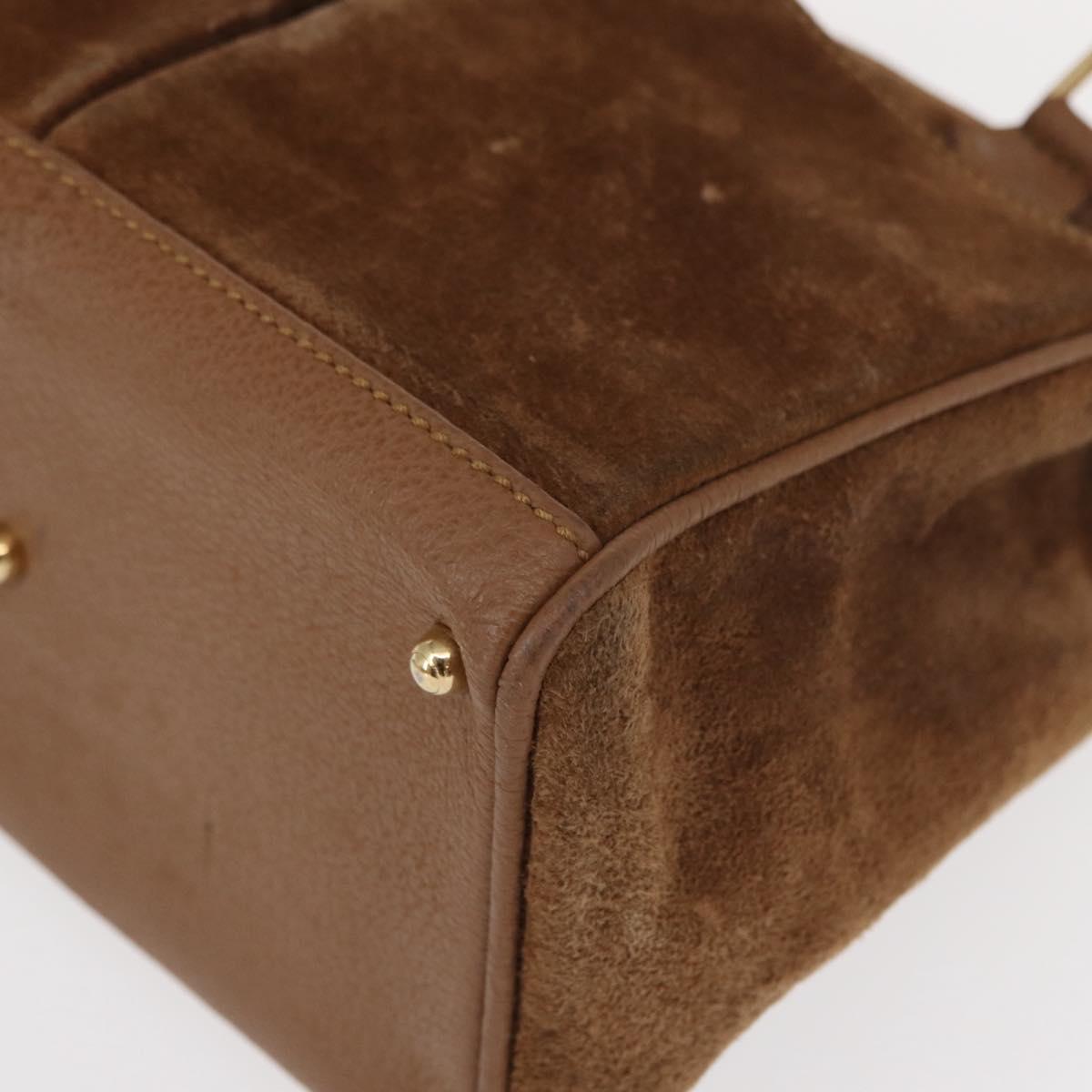 GUCCI Bamboo Hand Bag Suede Brown Gold 000 122 0316 Auth gh1243