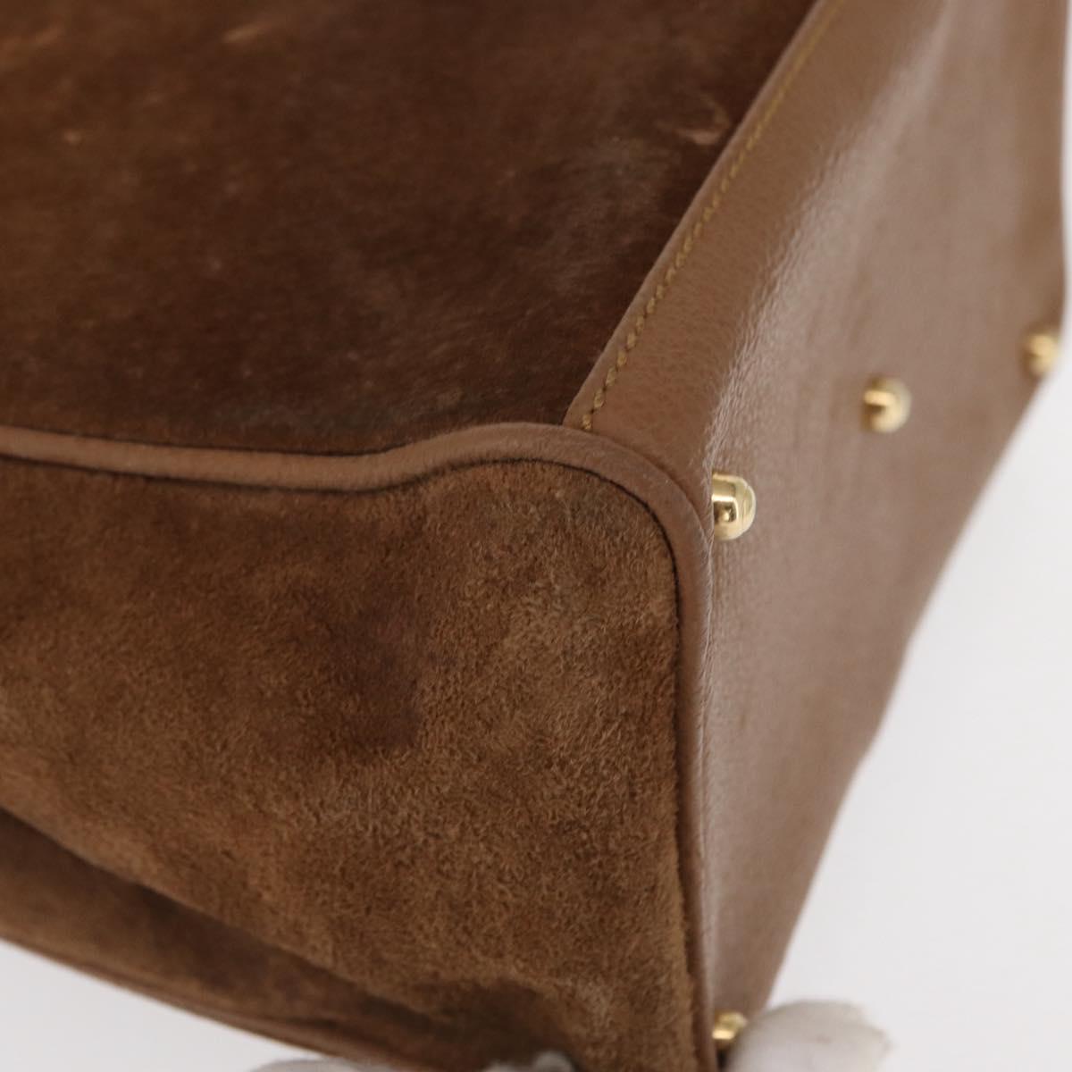 GUCCI Bamboo Hand Bag Suede Brown Gold 000 122 0316 Auth gh1243