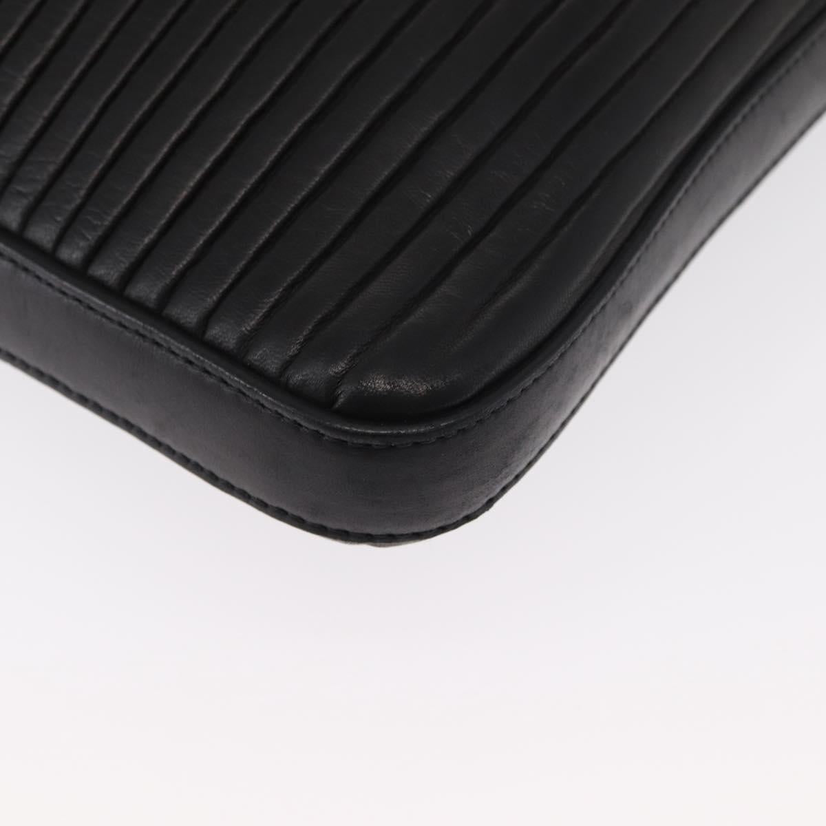 Salvatore Ferragamo Gancini Shoulder Bag Leather Black Silver Auth gh1244