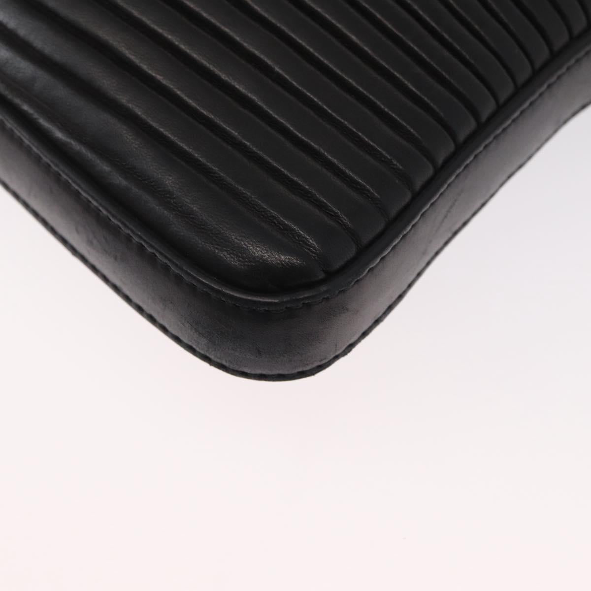 Salvatore Ferragamo Gancini Shoulder Bag Leather Black Silver Auth gh1244