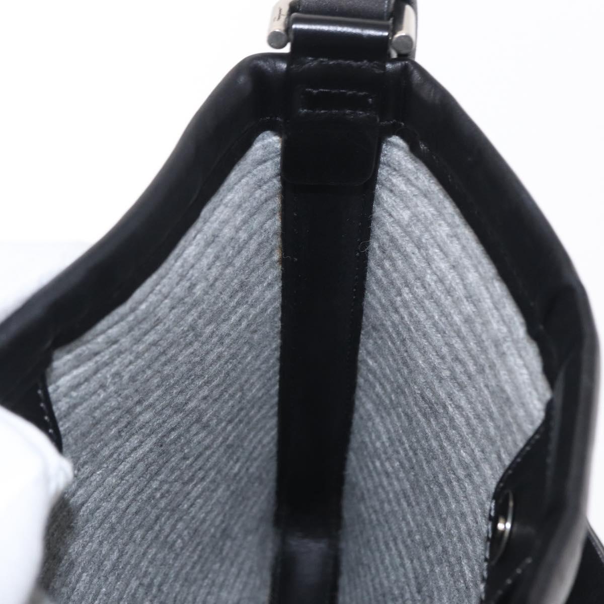 Salvatore Ferragamo Gancini Shoulder Bag Leather Black Silver Auth gh1244