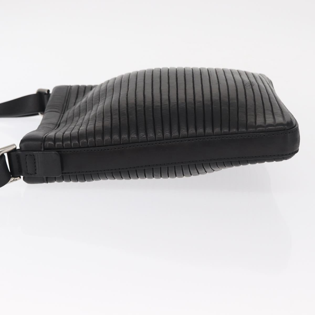 Salvatore Ferragamo Gancini Shoulder Bag Leather Black Silver Auth gh1244