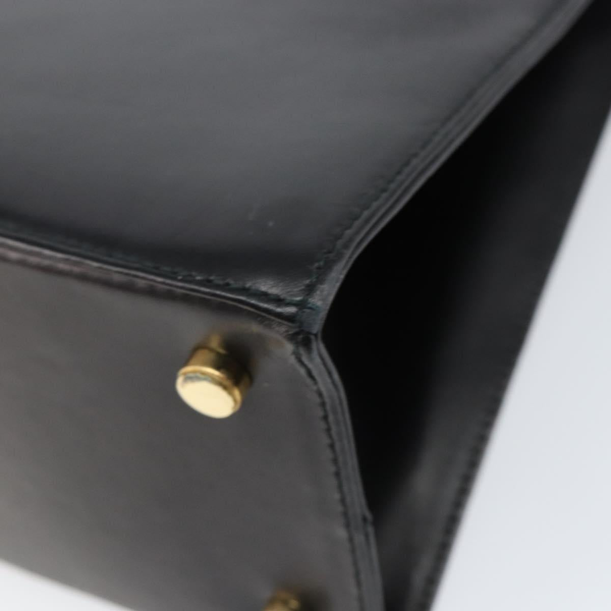 Salvatore Ferragamo Vala Hand Bag Leather Black Gold Auth gh1245