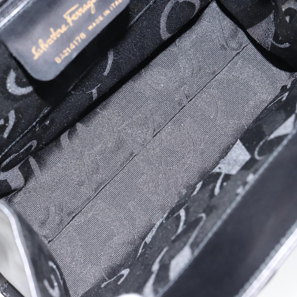 Salvatore Ferragamo Vala Hand Bag Leather Black Gold Auth gh1245