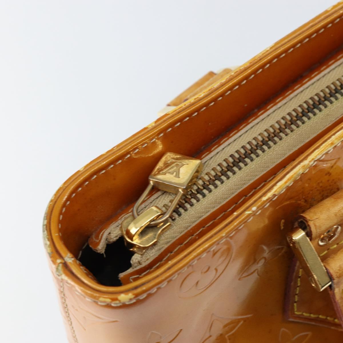 LOUIS VUITTON Monogram Vernis Houston Hand Bag Beige M91004 LV Auth gh1246
