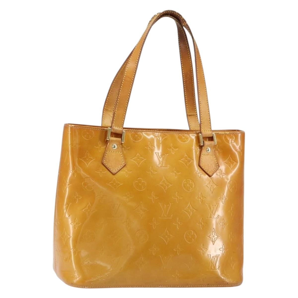 LOUIS VUITTON Monogram Vernis Houston Hand Bag Beige M91004 LV Auth gh1246