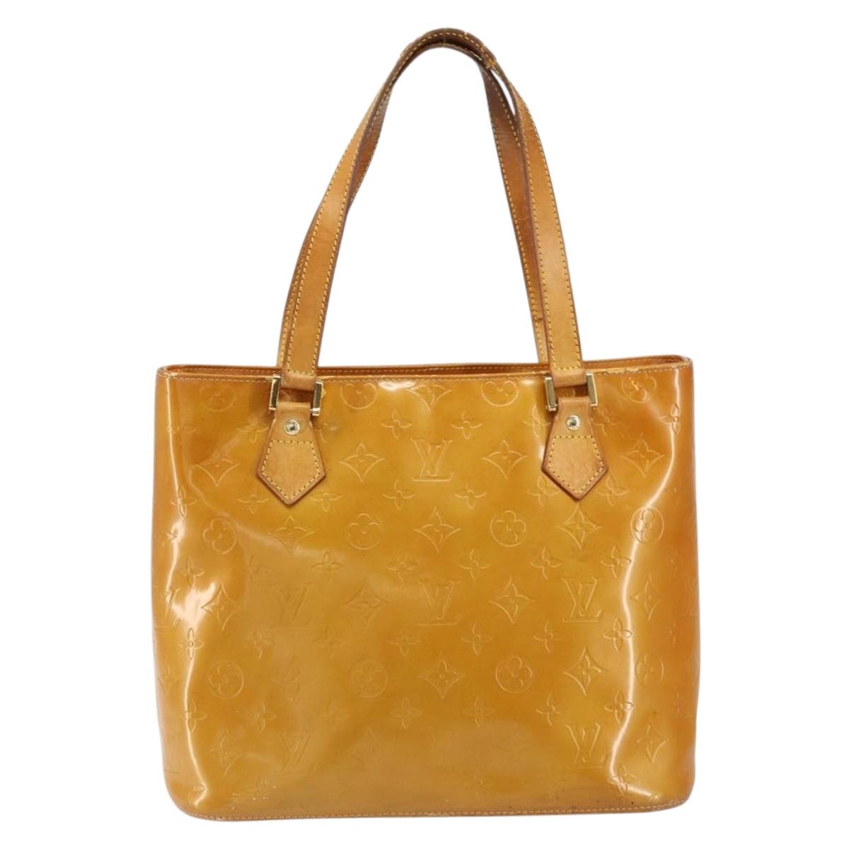 LOUIS VUITTON Monogram Vernis Houston Hand Bag Beige M91004 LV Auth gh1246
