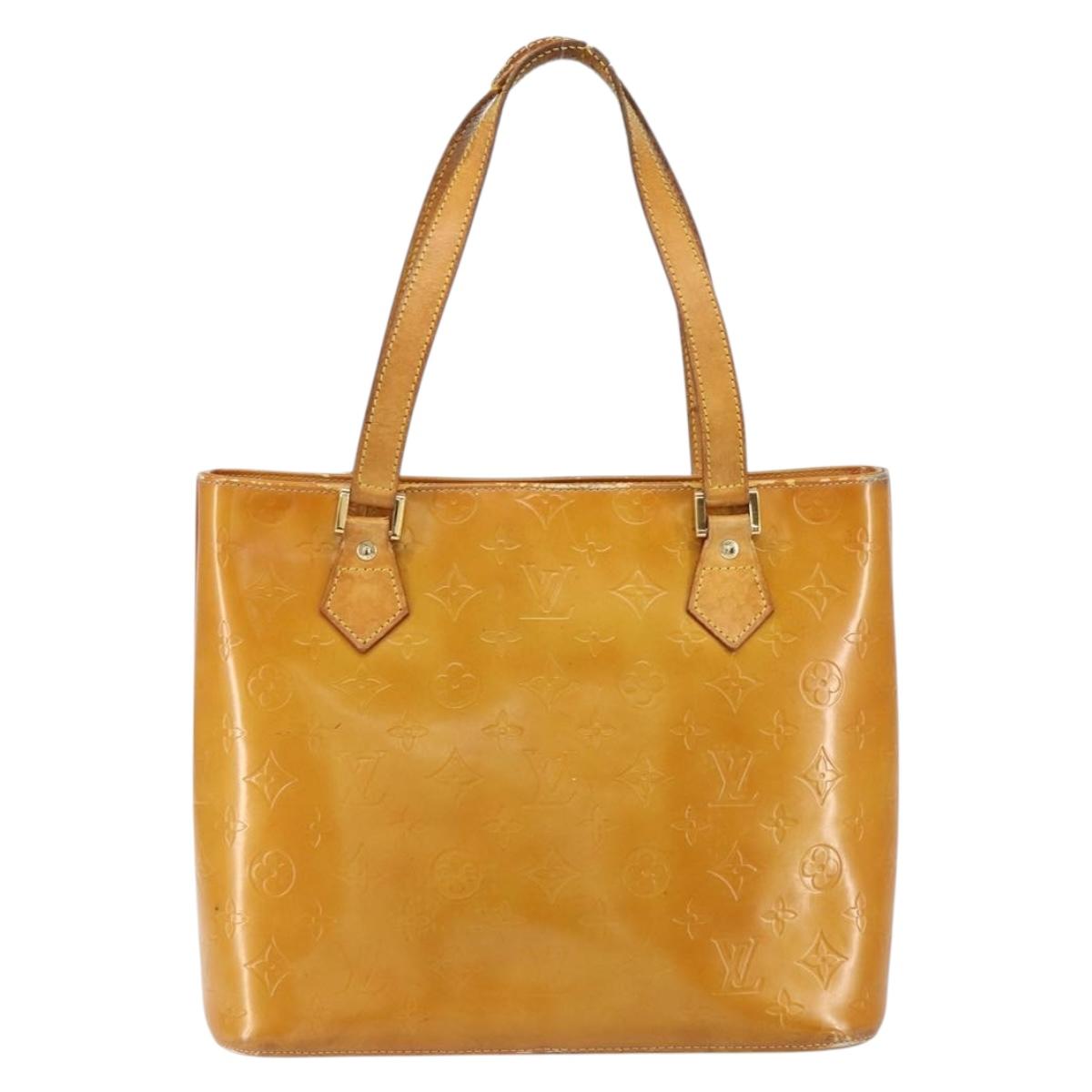 LOUIS VUITTON Monogram Vernis Houston Hand Bag Beige M91004 LV Auth gh1246