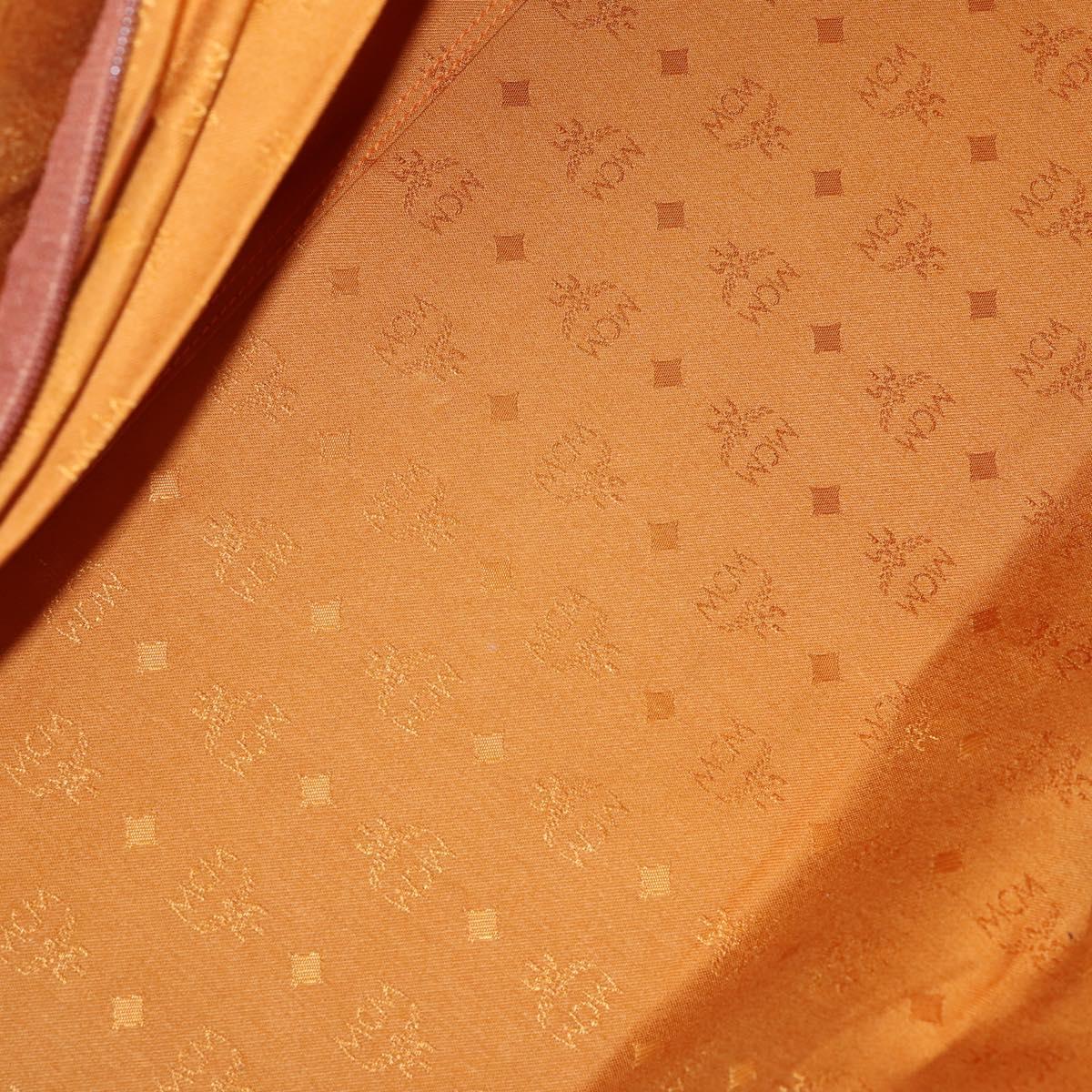 MCM Logogram Vicetos Boston Bag PVC Leather Brown Gold Auth gh1247