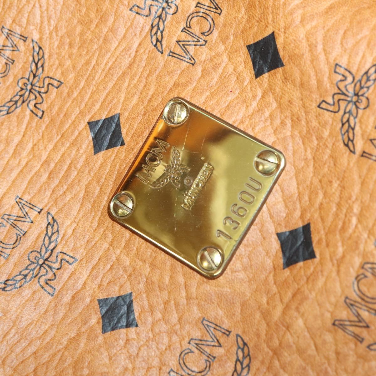 MCM Logogram Vicetos Boston Bag PVC Leather Brown Gold Auth gh1247