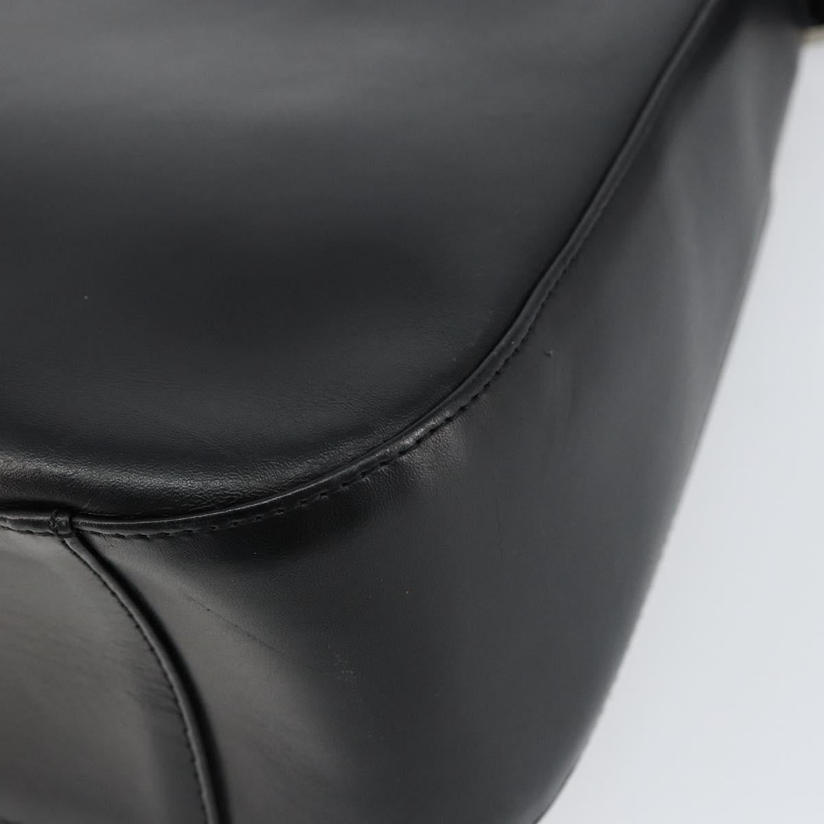 BURBERRY Shoulder Bag Leather Black Silver Auth gh1248