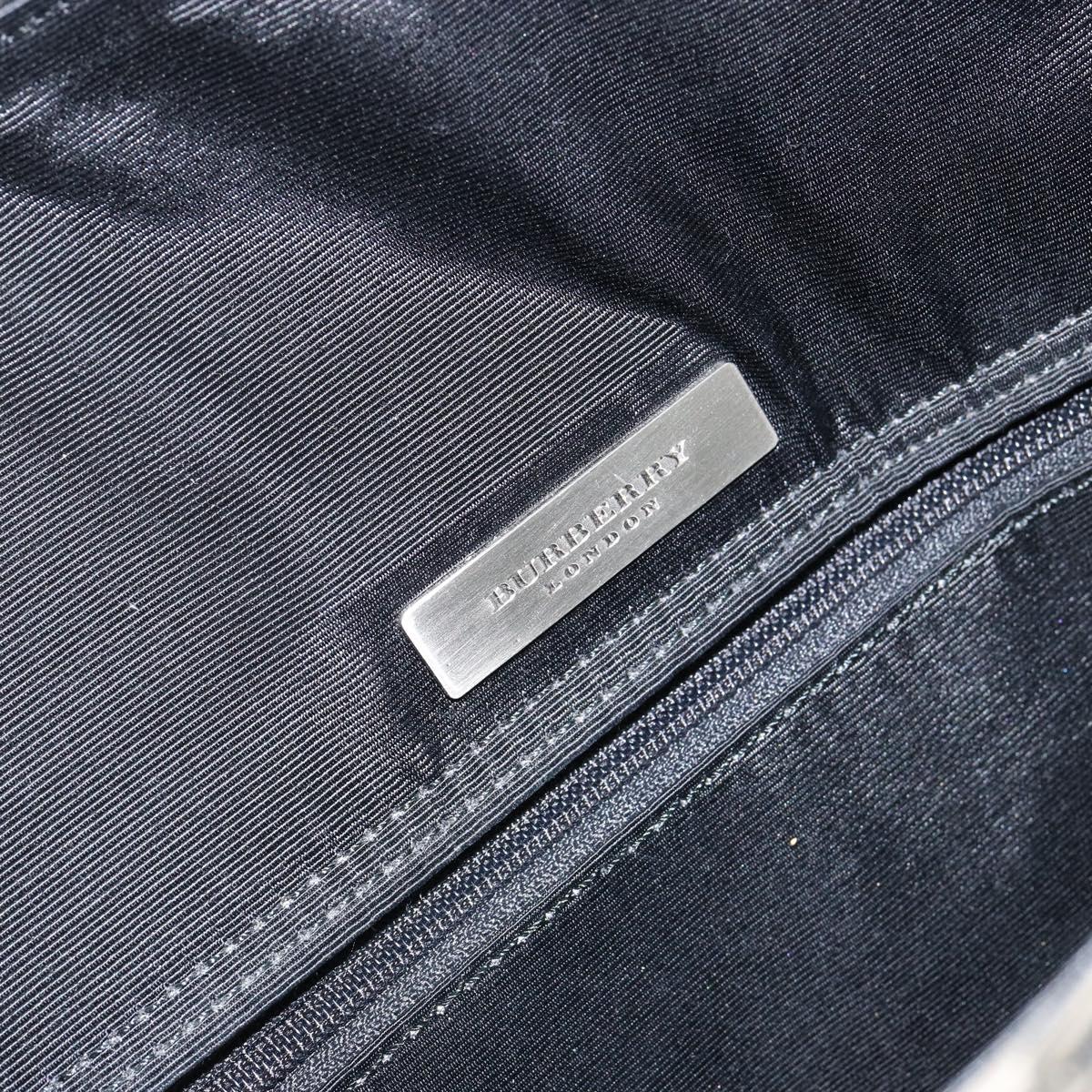 BURBERRY Shoulder Bag Leather Black Silver Auth gh1248