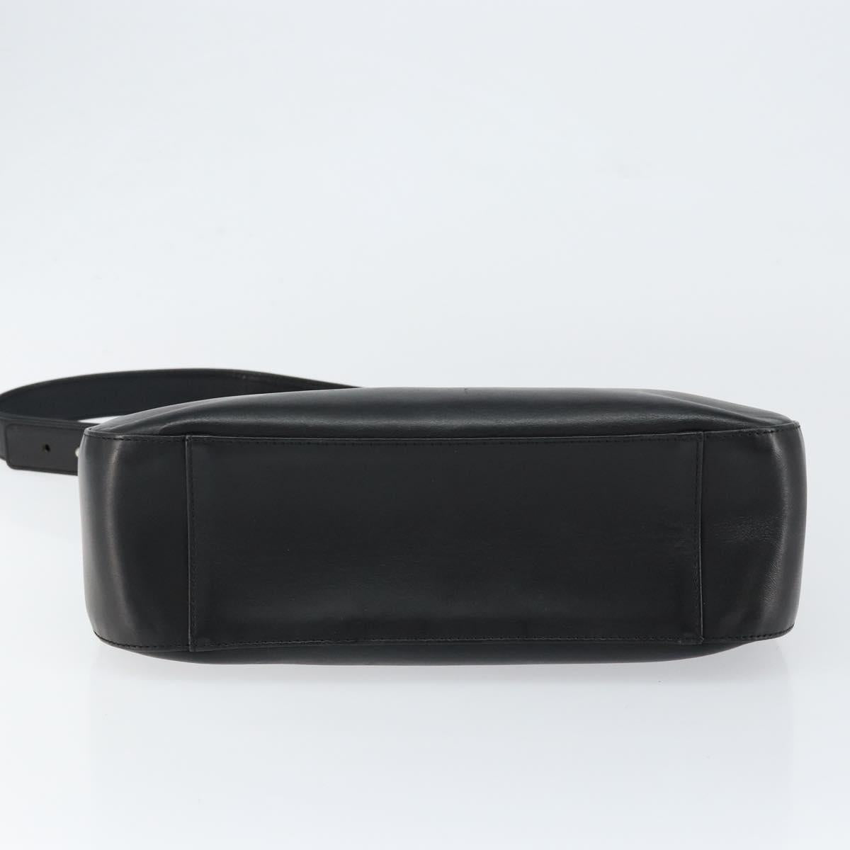 BURBERRY Shoulder Bag Leather Black Silver Auth gh1248