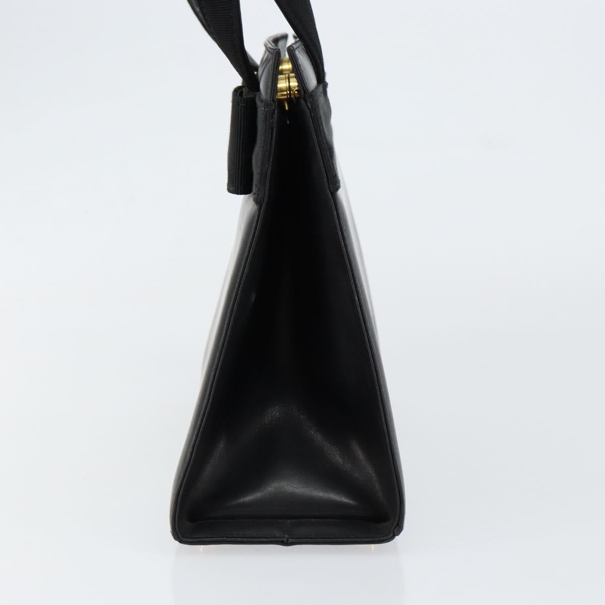 Salvatore Ferragamo Vala Hand Bag Leather Black Gold Auth gh1249