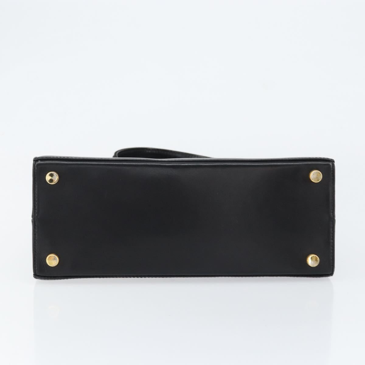 Salvatore Ferragamo Vala Hand Bag Leather Black Gold Auth gh1249