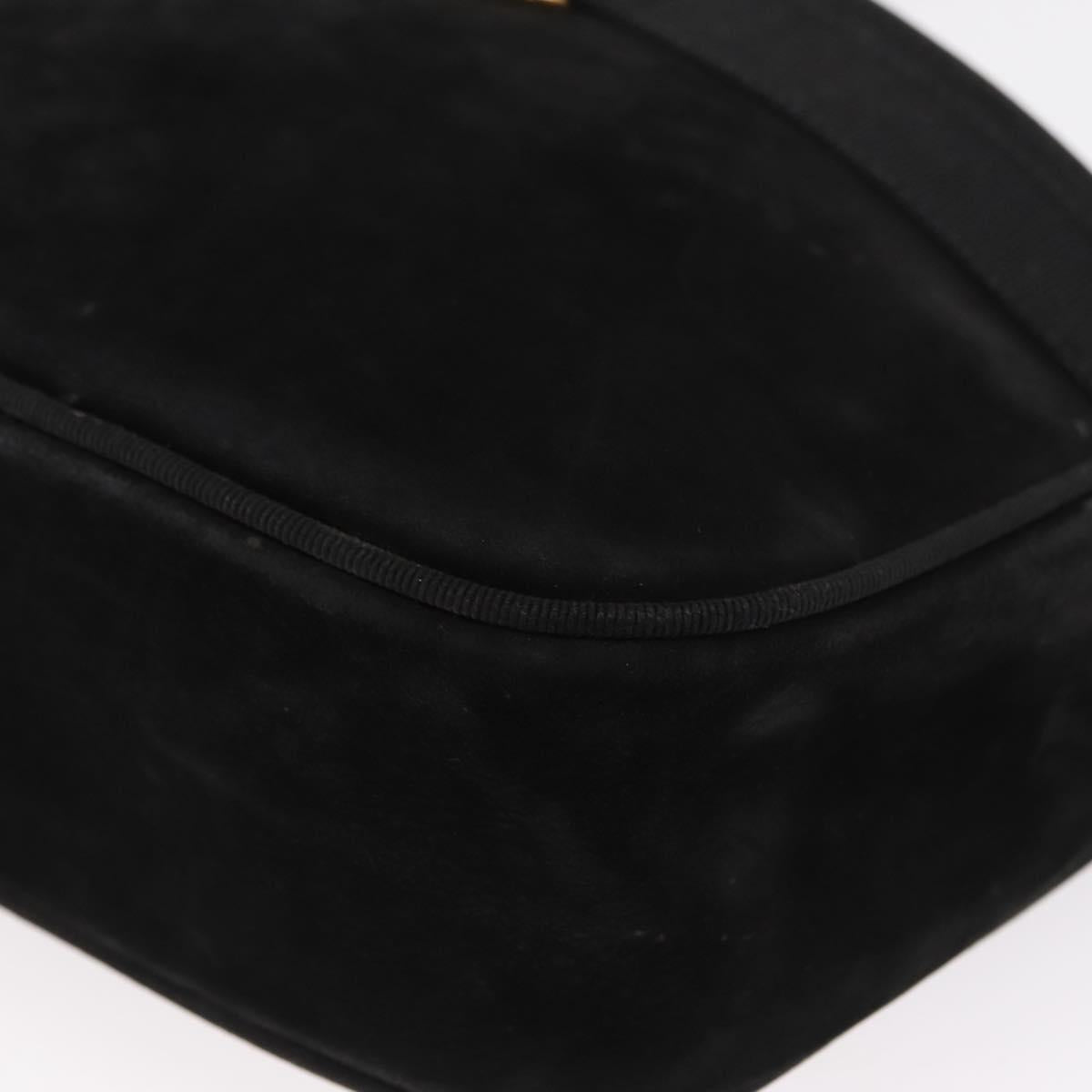 Salvatore Ferragamo Vala Shoulder Bag Suede Black Gold Auth gh1251