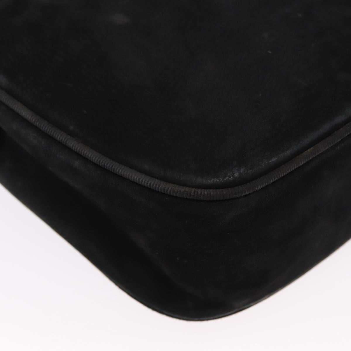 Salvatore Ferragamo Vala Shoulder Bag Suede Black Gold Auth gh1251