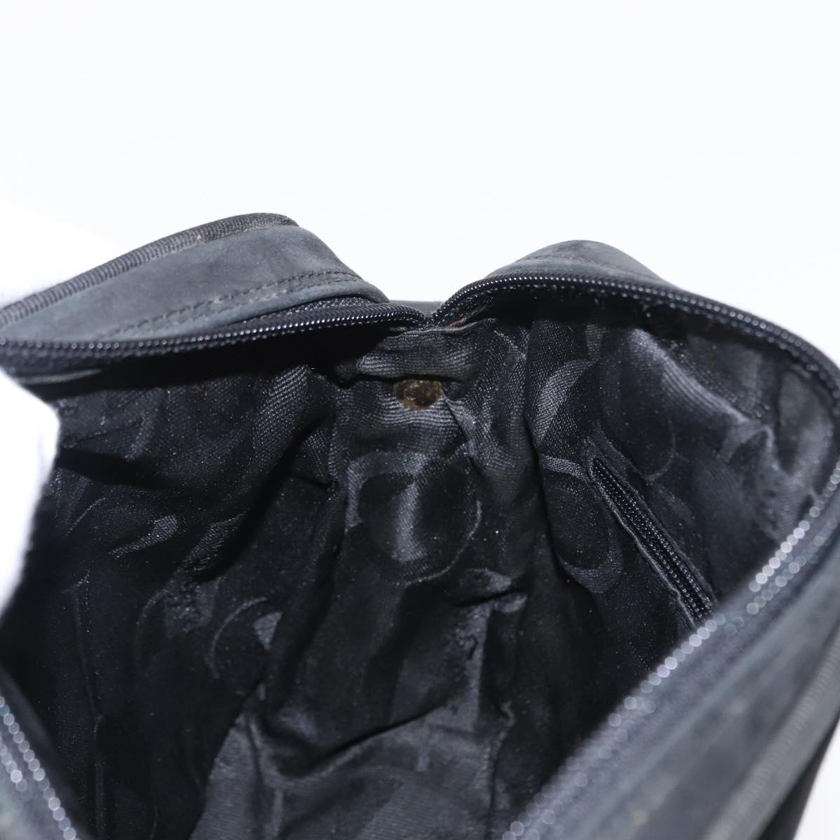 Salvatore Ferragamo Vala Shoulder Bag Suede Black Gold Auth gh1251