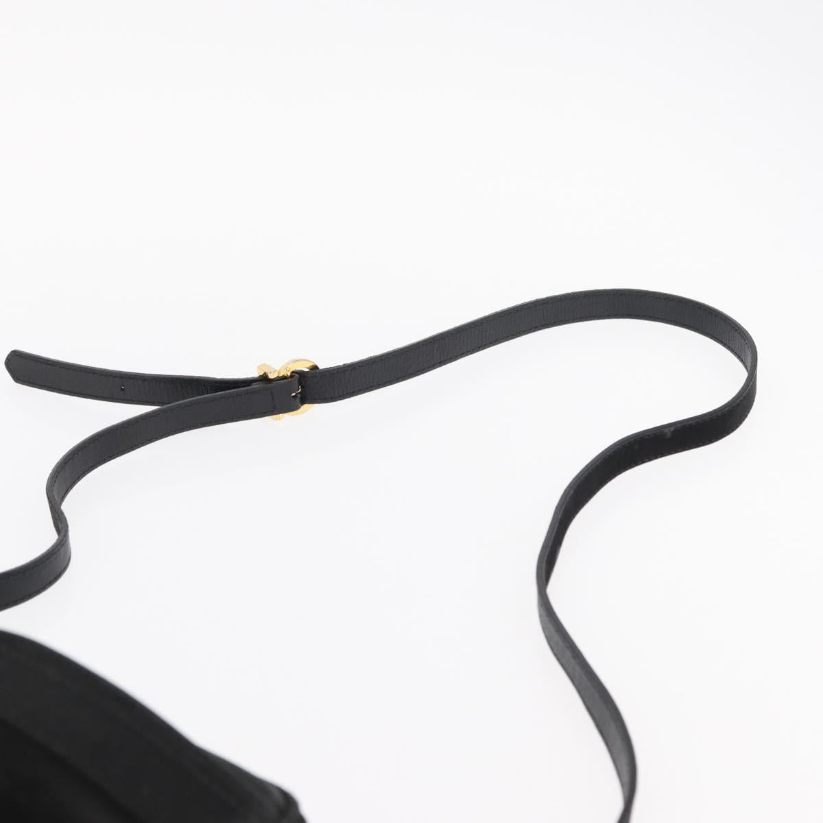 Salvatore Ferragamo Vala Shoulder Bag Suede Black Gold Auth gh1251