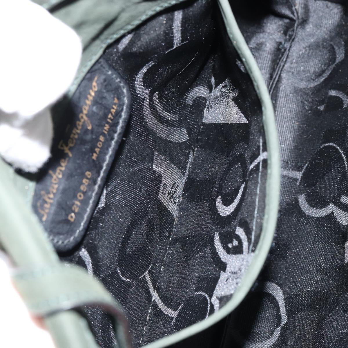 Salvatore Ferragamo Vala Shoulder Bag Suede Khaki Gold Auth gh1252