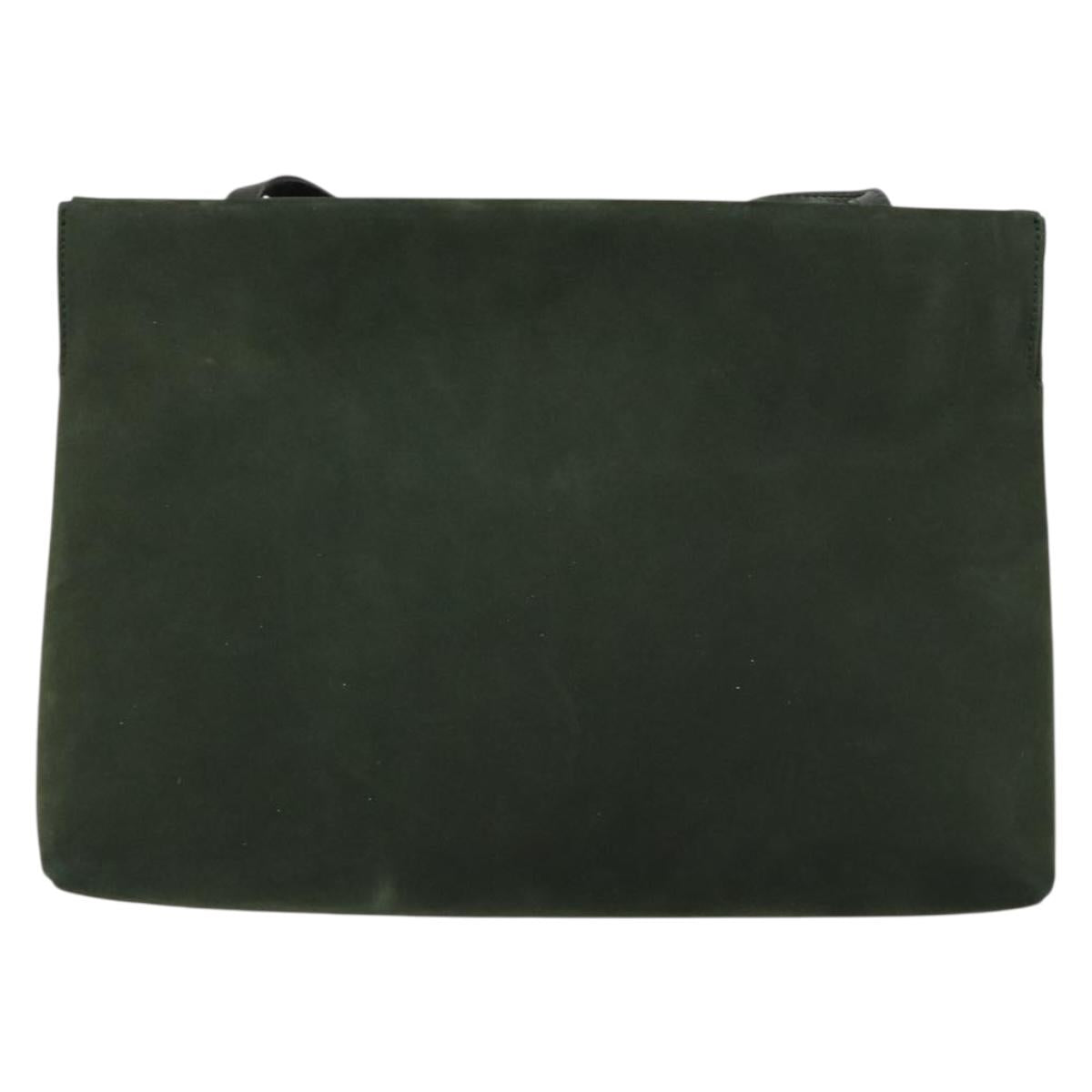 Salvatore Ferragamo Vala Shoulder Bag Suede Khaki Gold Auth gh1252