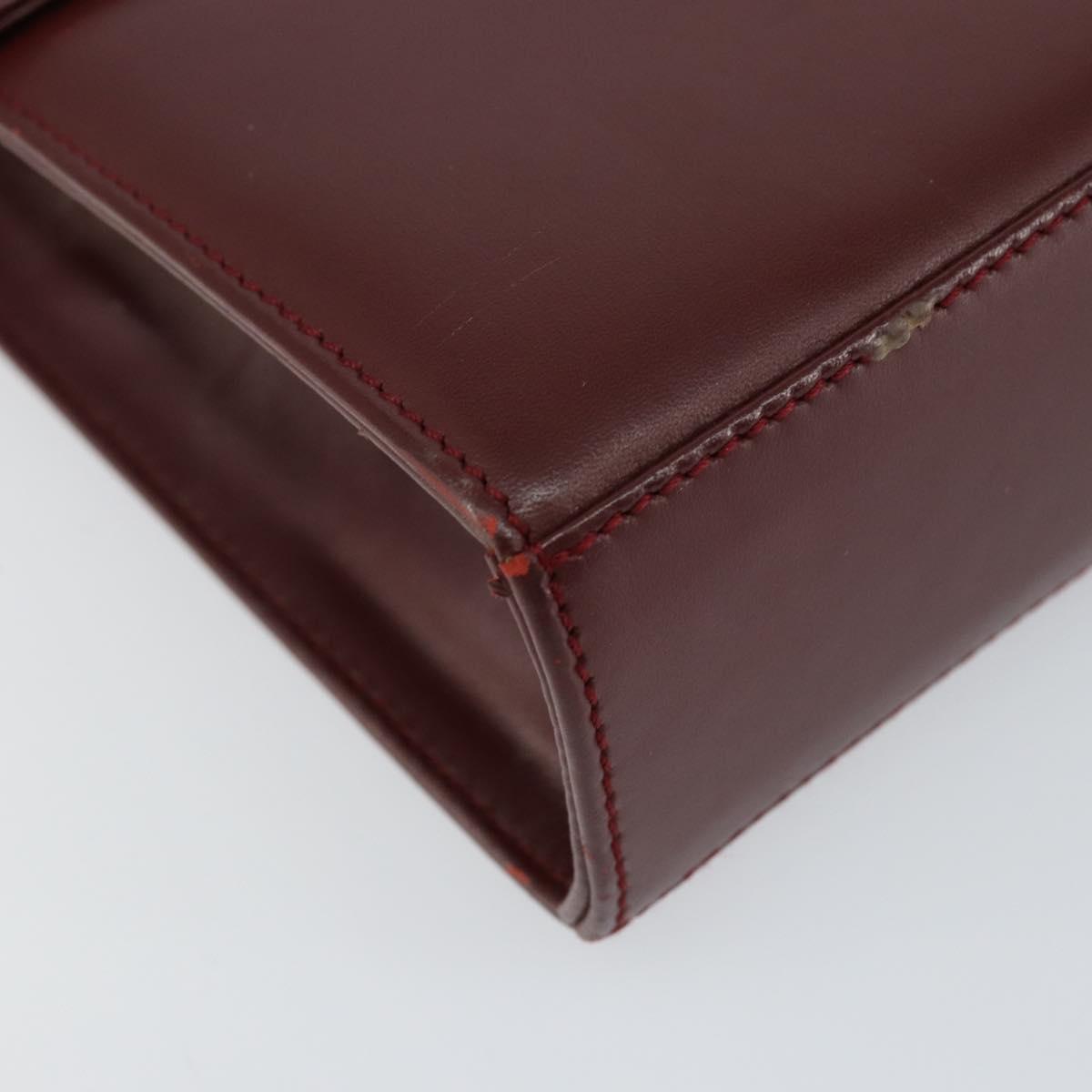 Salvatore Ferragamo Gancini Chain Shoulder Bag Leather Bordeaux Gold Auth gh1253