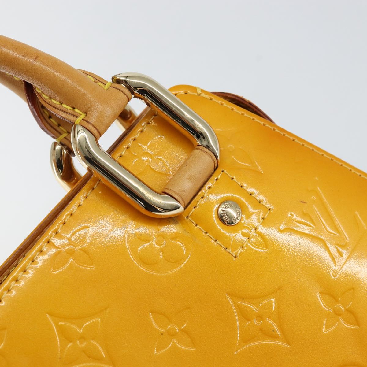LOUIS VUITTON Monogram Vernis Mini Forsythe Hand Bag Jaune M91114 LV Auth gh1254