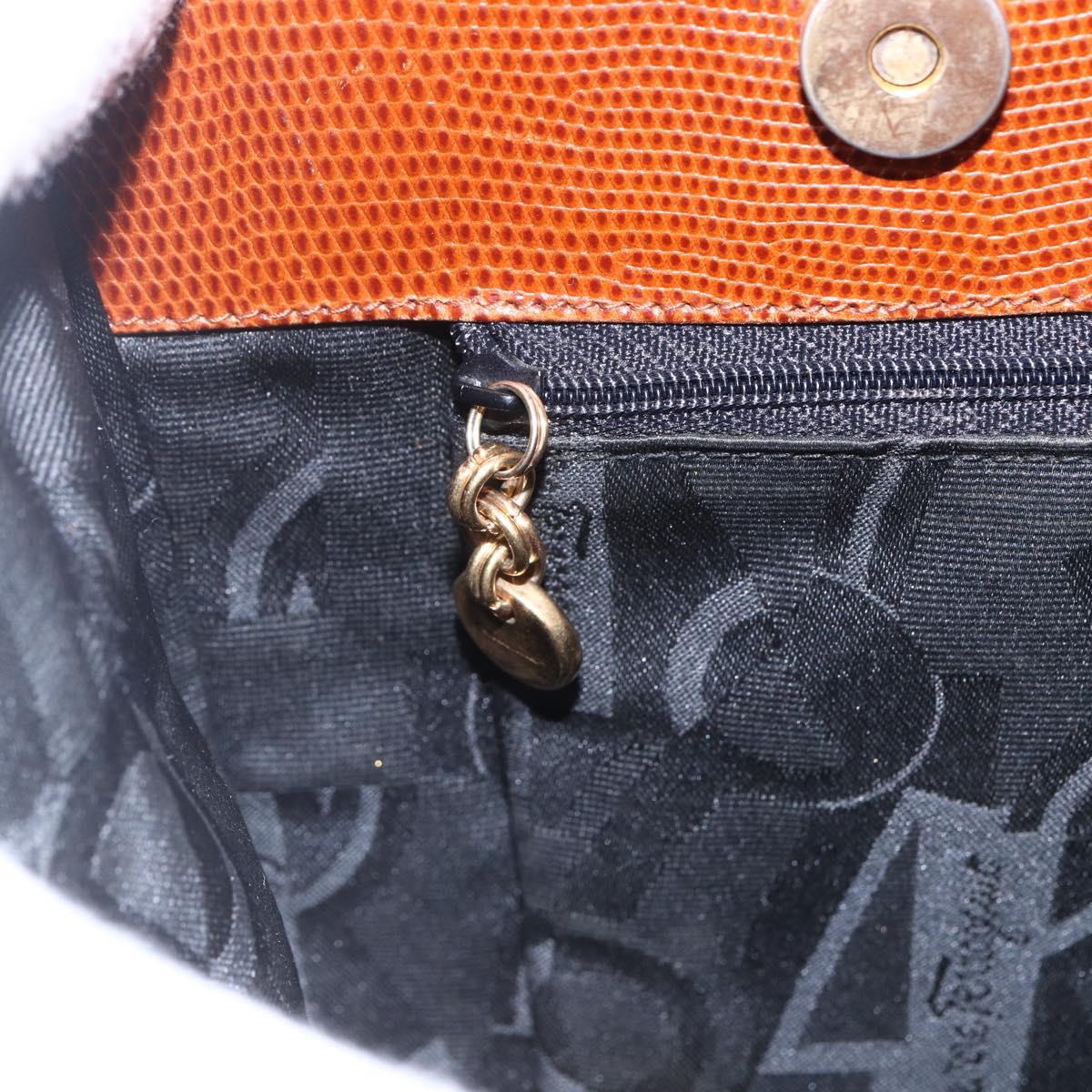 Salvatore Ferragamo Embossing Vala Tote Bag Leather Brown Gold Auth gh1259