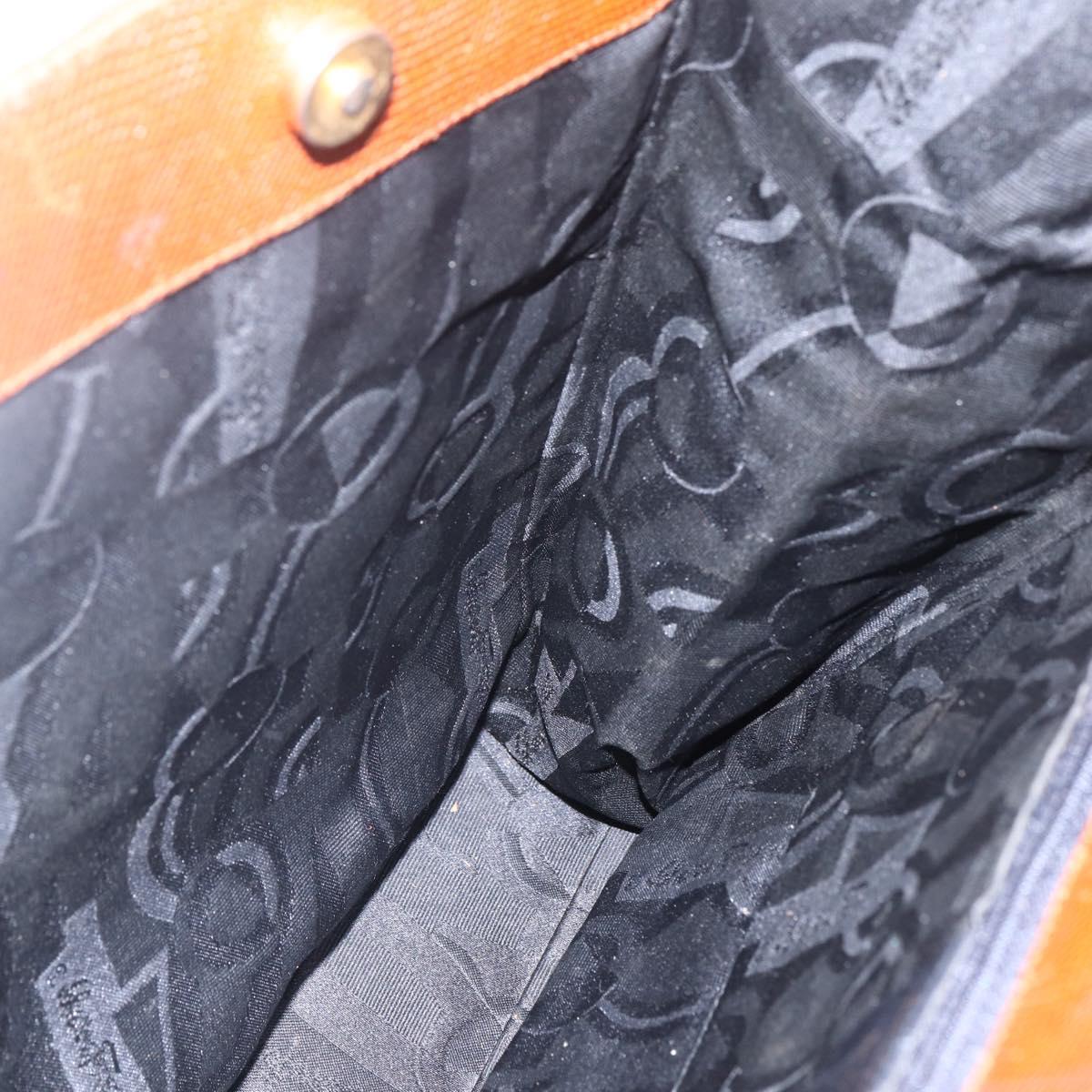 Salvatore Ferragamo Embossing Vala Tote Bag Leather Brown Gold Auth gh1259