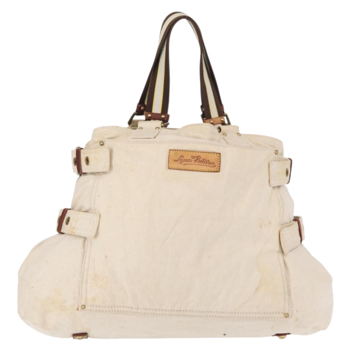 LOUIS VUITTON Cruise Line Globe Shopper GM Bag Canvas Beige M95110 Auth gh1261