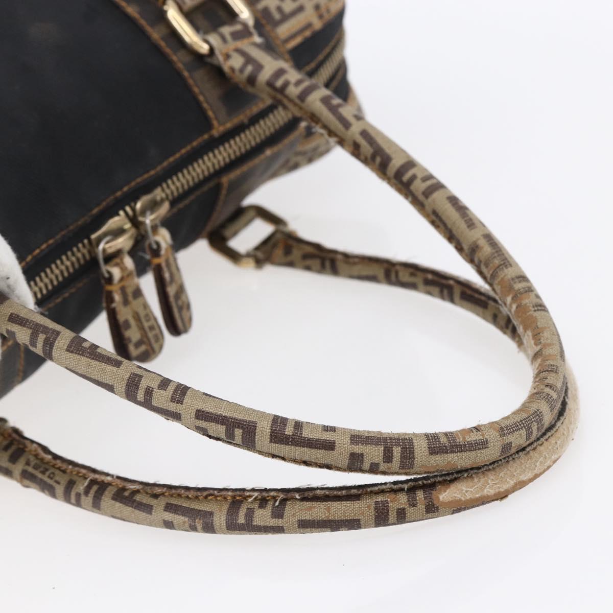 FENDI Zucca Canvas Zucchino Canvas Hand Bag Black Brown Auth gh1262