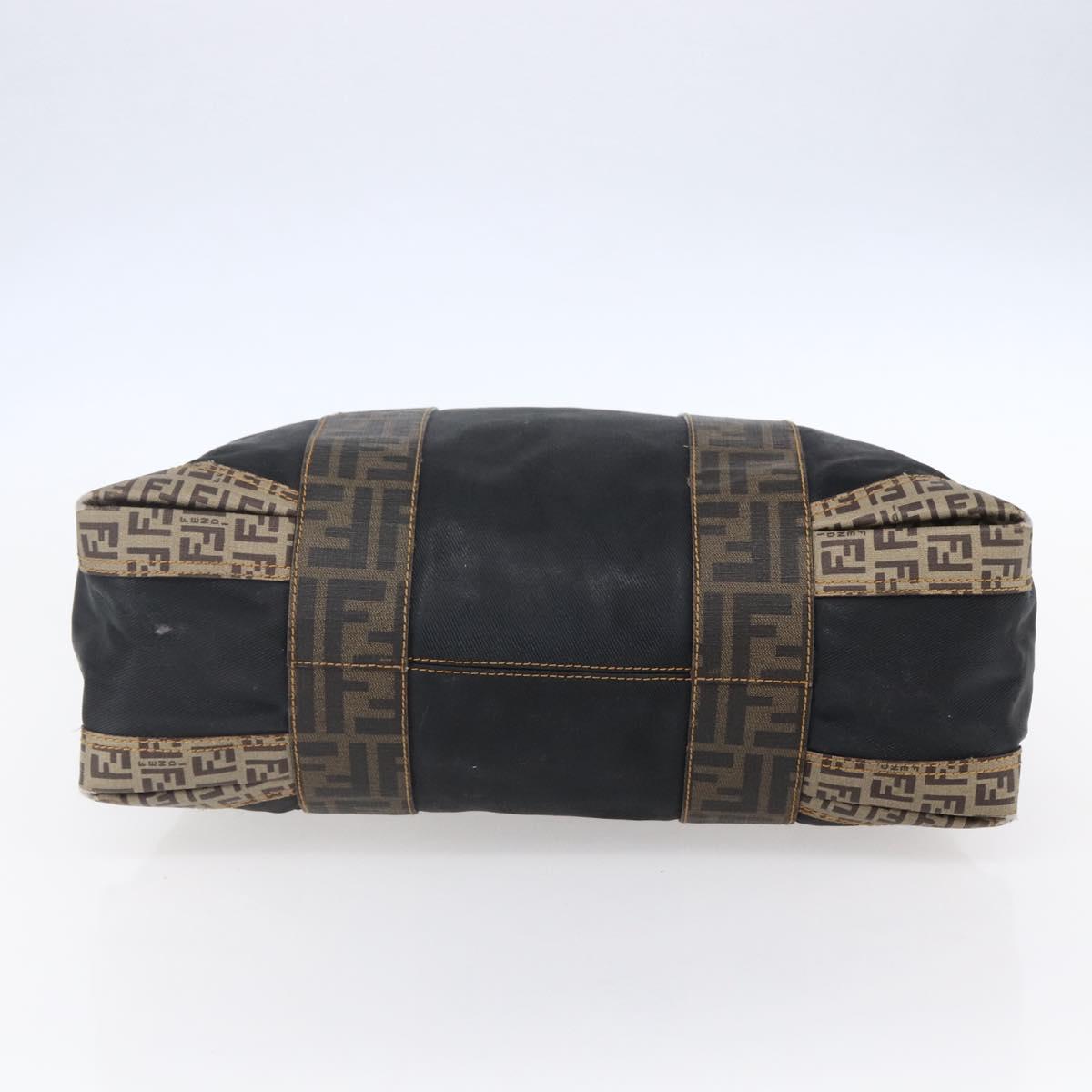 FENDI Zucca Canvas Zucchino Canvas Hand Bag Black Brown Auth gh1262