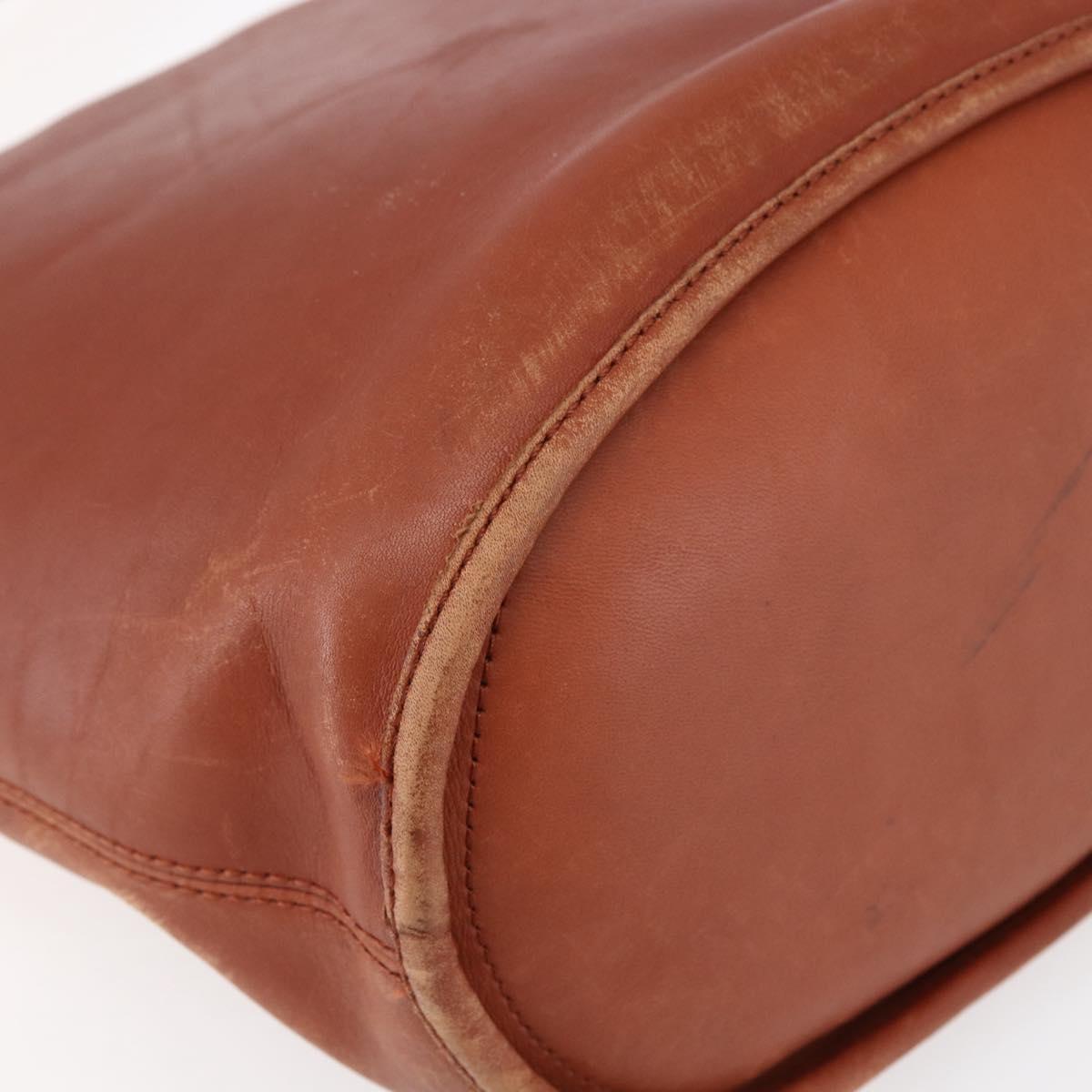 Coach Shoulder Bag Leather Brown Gold Auth gh1263